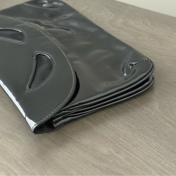 Vintage Black Patent Alien Eyes Mesh Cutout Envelope Clutch - Goth/Costume/Party - Picture 4 of 7